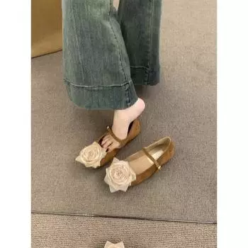 Французские туфли Мэри Джейн на плоской подошве, нежные женские туфли весна-осень 2025 года, новинка, летняя универсальная юбка, вечерние туфли 35