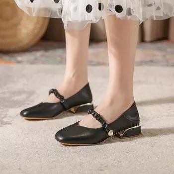 Французские туфли Мэри Джейн, одинарные туфли на толстом каблуке, одинарные туфли в стиле ретро с квадратным носком, состоящие из одного слова 43 белый