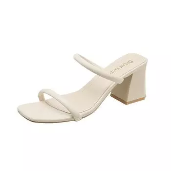 Французские туфли на маленьком каблуке, классные женские туфли, весна-лето 2025, новые босоножки на высоком каблуке с квадратной головкой 35