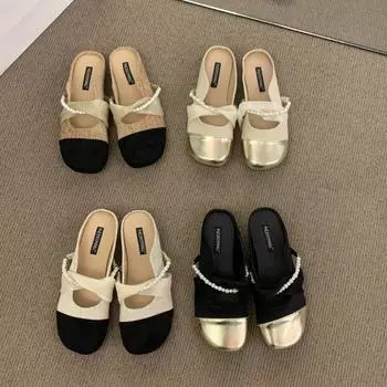 Французские туфли на плоской подошве с ароматом сумочки, полутапочки, женская обувь, новинка 2024 года, летний вечерний бриз, туфли Мэри Джейн 35 абрикосовый