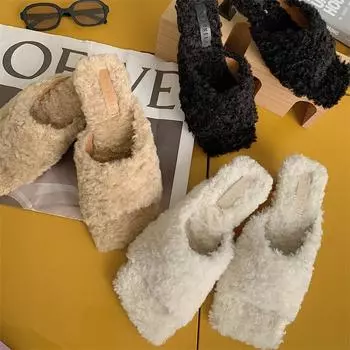 Французские туфли на среднем каблуке с квадратным носком, женские туфли с открытым носком, осенние и зимние 35 чёрный