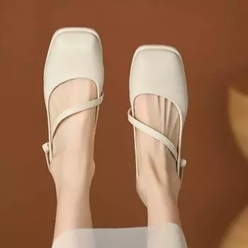 Французские туфли на толстом каблуке, маленькие кожаные туфли 2024 года, новые модные простые универсальные повседневные туфли в стиле ретро, осенние, удобные туфли на высоком каблуке 35