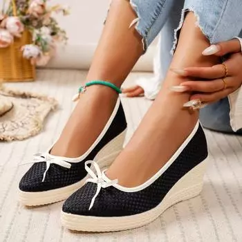 Французские туфли Xiaoxiangfeng на высоком каблуке, женские туфли на танкетке, темпераментные туфли с заостренным носком 36 чёрный