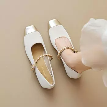 Французские туфли женские на низком каблуке 35 абрикосовый