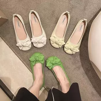 Французские вечерние туфли-одиночки с мягкой подошвой 2024 года, весна-лето, тонкие туфли в стиле ретро с бантом, легкие туфли с наполнителем из мягкого ветра, туфли Doudou 35