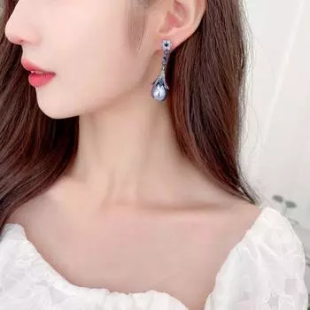 Французские винтажные элегантные серьги с легкой роскошью и высоким качеством, длинные стильные декоративные серьги с жемчугом и каплями для лица