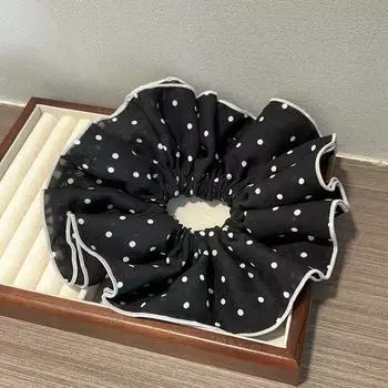 Французские винтажные черно-белые резинки-скранчи для волос в горошек для девочек большого размера эластичные резинки для волос женские аксессуары для волос