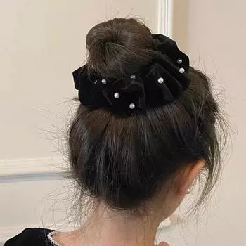 Французские винтажные резинки для волос с жемчугом и бархатом, толстая кишка, повязка для волос, простое темпераментное кольцо для волос, головной убор, аксессуары для волос