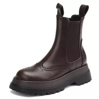 Французские винтажные резные ботинки челси женские осень-зима новые дизайнерские туфли женские в английском стиле на платформе дымчатые ботинки женские 35 коричневый