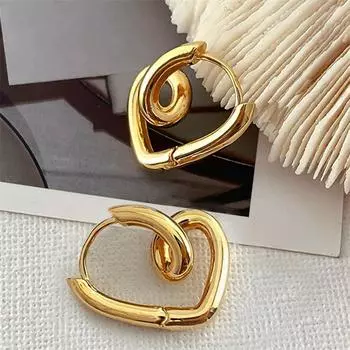 Французские винтажные серьги Love, новые универсальные металлические серьги в форме сердца