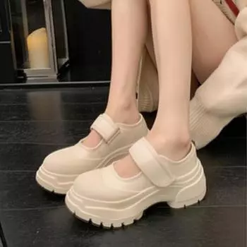 Французские винтажные туфли Мэри Джейн, весна-лето 2023, новые маленькие белые туфли, парусиновая женская спортивная обувь на очень толстой подошве 35 покинуть белый