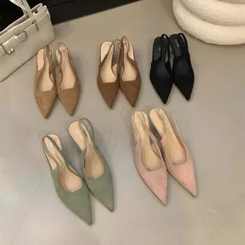 Французские высокие каблуки зеленые босоножки с бахромой женские туфли темперамент светская львица с юбкой заостренные одинарные туфли 35 светло-коричневого