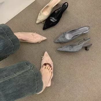 Французские высококачественные вечерние туфли на каблуке-рюмочке, босоножки с заклепками, женская обувь 2025 года, новые пустые туфли 35 розовый