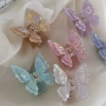 Французские заколки для волос с двойной ацетатной бабочкой и царапинами, белые перламутровые заколки для волос в форме акулы для женских свадебных аксессуаров для волос зелёный