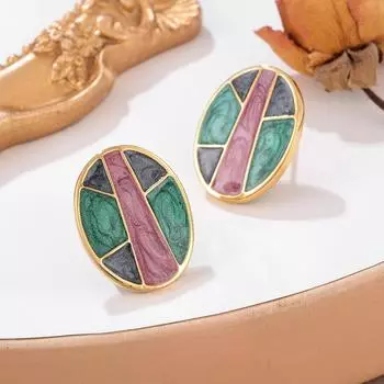 Французские женские ретро-модные серьги разноцветный