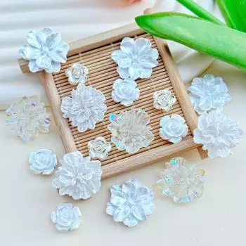 Французский 3D перламутровый цветок из смолы ювелирные изделия и чехол для телефона DIY аксессуары rose 11*11mm золотистый