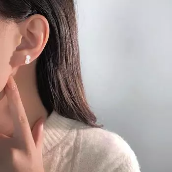 Французский белый агат жемчуг элитный круглый светлый роскошный ушной аксессуар