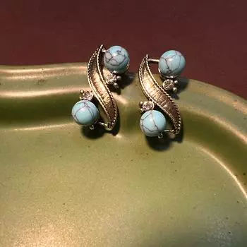 Французский бирюзовый старинный ретро набор украшений высокое чувство универсальное колье серьги