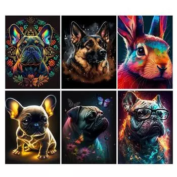 Французский бульдог алмазная живопись Diy полная квадратная круглая дрель горный хрусталь вышивка милая собака животное мозаика наборы крестиков Настенный декор Square drill 30x40cm