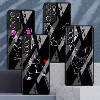 Французский бульдог черный белый стеклянный чехол для Samsung Galaxy S22 S20 FE S21 Plus чехол для телефона S10 5G S9 Note 20 Ultra 10 Lite Shell Samsung S21 5G