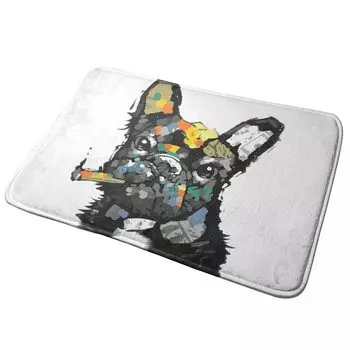 Французский бульдог Входная дверь для помещения Быстрое полное удаление грязи из ванной Дверь для коммерческого дома 50 x 80 см Коврик, для улицы, для помещений, стильный, противоскользящий, коричневый