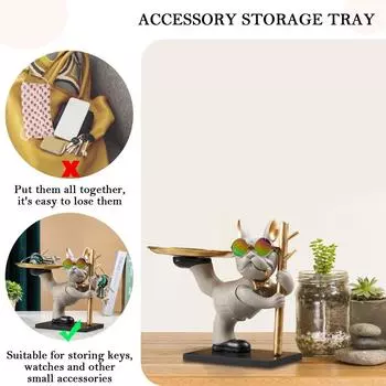 Французский бульдог Виджет Тарелка Смолы Поделки Питбуль Конфеты Закуска Тарелка Для Гостиной Прихожей Украшения Дома оранжевый