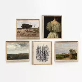 Французский деревенский пейзаж Плакат Винтажный художественный принт Портретный набросок Картина на холсте Ретро Галерея Настенная картина Декор для гостиной 21x30cm No Framed