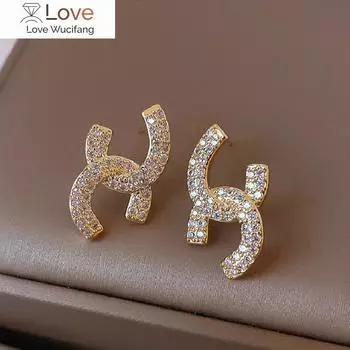 Французский дизайн модные ювелирные изделия роскошные полные циркониевые серьги с буквами крест элегантные женские серьги для вечеринок аксессуары белый