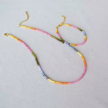 Французский дизайн ниши элегантный блестящий раздел постепенное изменение цветных драгоценных камней бисер милый темперамент ожерелье браслет