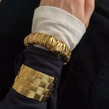 Французский дизайн ниши Au * elieBid * rmann Золотой широкий браслет средневековый винтажный браслет открытие