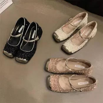 Французский дизайн с блестками, вечерние туфли-лодочки для позднего вечера 2024 года, летние туфли на мягкой подошве с небольшим ароматом и высоким каблуком, модная кожаная обувь 35