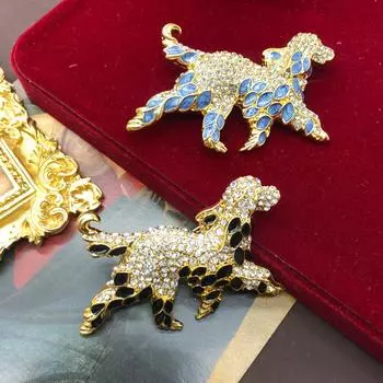 Французский гонконгский стиль средневековой моды дизайн ниши булавки аксессуары щенок с бриллиантовой эмалевой глазурью брошь