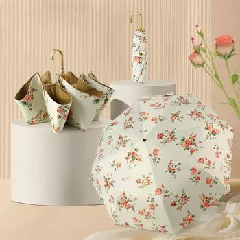 Французский изогнутый крючок, цветной резиновый крючок для зонта, женский зонтик от солнца с цветочным рисунком принцессы, сверхлегкий складной зонт