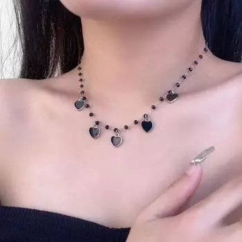 Французский изысканный черный каплевидный глазурь Love Temperament уникальный джокер ожерелье женский