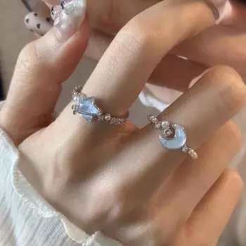 Французский изысканный дизайн Advanced Sense Blue Star Moon Уникальное кольцо-джокер для женщин