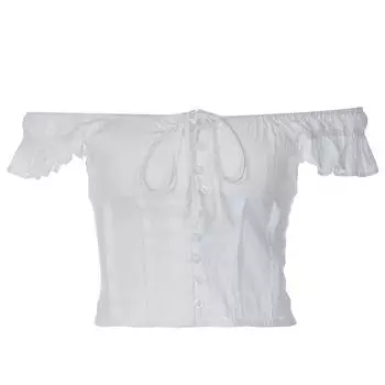 Французский комплект из двух частей с открытыми плечами, сексуальные топы White Tops S