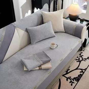 Французский коврик для дивана из синели с жаккардовым противоскользящим утолщенным диваном-подушкой для спинки, украшение для дома, гостиной, серая подушка для дивана 70x70cm 1pcs