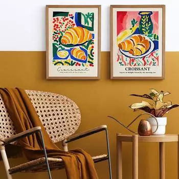 Французский круассан, холст, живопись, принты, винтажные настенные художественные постеры с едой, фотографии на новоселье для современной кухни, украшения дома 21x30cm No Framed красный
