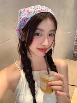 Французский кружевной платок-бандана: Летние шелковые резинки для волос и аксессуары-повязки на голову