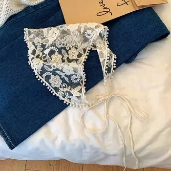 Французский кружевной треугольный платок для волос для женщин и девочек, весна-лето, корейский сладкий платок