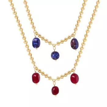 Французский легкий роскошный модный лазуритовый агатовый кулон ожерелье титановая сталь 18-каратное золото универсальная личность темперамент ключичная цепочка для женщин