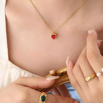 Французский летний нишевый дизайн, разноцветные циркониевые инкрустированные подвески Love, ожерелье, серьги, позолоченные края, комплект ювелирных изделий