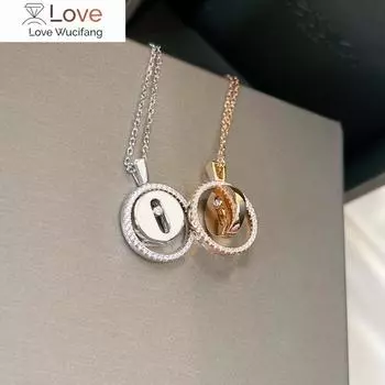 Французский люксовый бренд Lucky Move Collection Серебряный амулет ювелирные изделия Поворотная карта в форме сердца Регулируемая длина Сексуальные украшения 45cm золотой