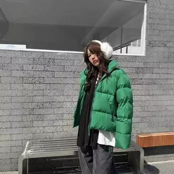 Французский маленький крокодил 24 года осень-зима маленькая женская тенденция мода воротник-стойка 90 пуховик утолщенная куртка S [85-60 kg]