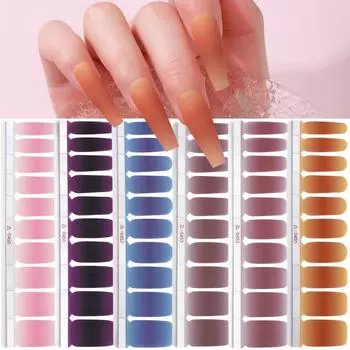 Французский маникюр наклейки полноразмерные матовые градиентные лаковые пленки водостойкие наклейки для ногтей матовые