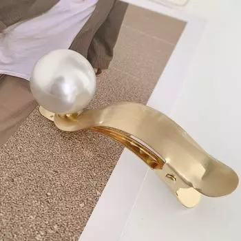 Французский металлический зажим для волос Элегантная жемчужная заколка Зажим-уточка Женские зажимы-грипперы Заколки Аксессуары для волос Хвост Головной убор