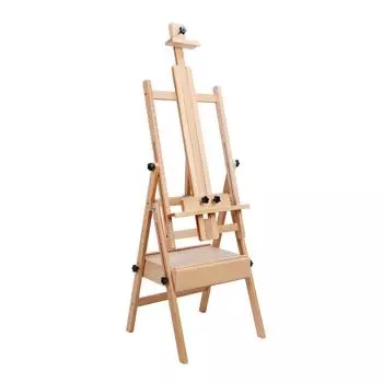 Французский мольберт с рамой H на колесиках, мольберт из массива бука, держатель для холста, наклонная подставка, плоский мольберт для художника, регулируемый угол наклона