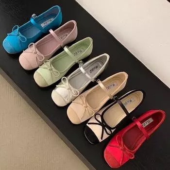Французский нежный бант туфли Мэри Джейн женские туфли увеличение внутренней высоты ранняя весна новые балетки с юбкой одинарные туфли 35 красный