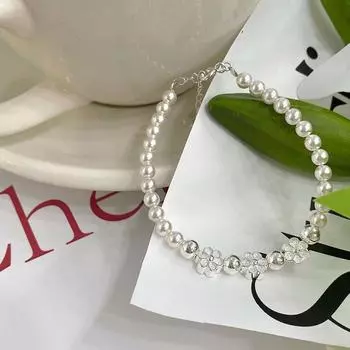 Французский нежный цветочный жемчужный браслет с нежным темпераментом, комбинация жемчужного ожерелья, легкая роскошь, высокий класс