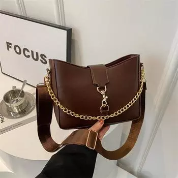 Французский нишевый дизайн модная сумка женская 2024 ранняя весна новая сумка-мессенджер через плечо в стиле ретро с цепочкой Майяра прилив темно-коричневого